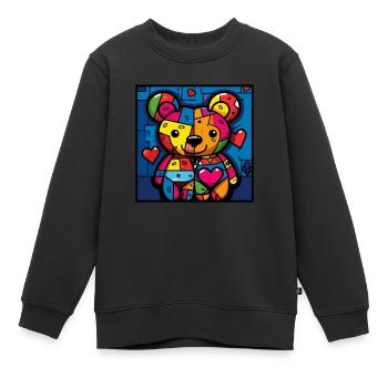 Deux ours de l’âme sœur : les amants - Sweat Premium enfant bio - noir - Devant - AI Model Kid Female (0cm)