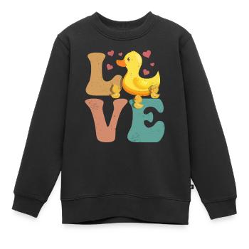Les canetons ADORENT - Sweat Premium enfant bio - noir - Devant - AI Model Kid Female (0cm)