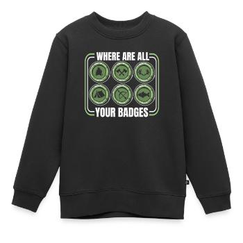 Insigne scout - Sweat Premium enfant bio - noir - Devant - AI Model Kid Female (0cm)