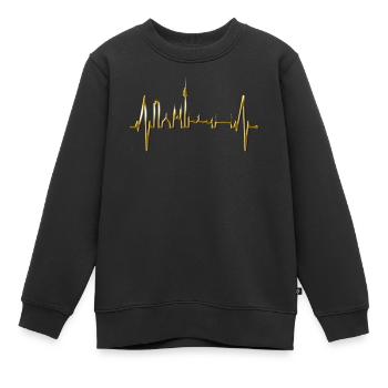 Nuremberg Skyline Heartbeat Fan Heart Love Nuremberg - Kids Premium Organic Sweatshirt - black - Front - AI Model Kid Female (0cm)