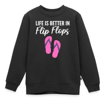 Life Is Better In Flip Flops Flip Flops Verkäufer - Kinder Premium Organic Sweatshirt - Schwarz - Vorne - AI Model Kid Female (0cm)