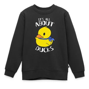 Tout tourne autour des canards - Canards jaunes - Sweat Premium enfant bio - noir - Devant - AI Model Kid Female (0cm)