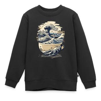 Tasse De Café Hokusai Art Japonais Humour Kanagawa - Sweat Premium enfant bio - noir - Devant - AI Model Kid Female (0cm)