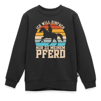 Reitsport Pferde Reitsport Pferdeliebhaber - Kinder Premium Organic Sweatshirt - Schwarz - Vorne - AI Model Kid Female (0cm)