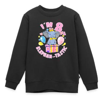 Birthday Elephant 8 Years Old Bday Party Gift - Kinder Premium Organic Sweatshirt - Schwarz - Vorne - AI Model Kid Female (0cm)