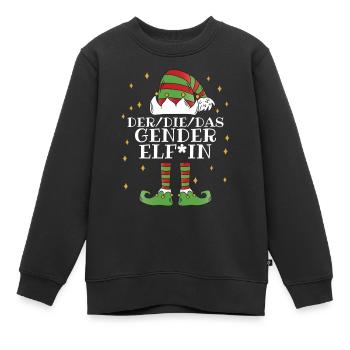 Der Die Das Gender Elf*in - Familien - Kinder Premium Organic Sweatshirt - Schwarz - Vorne - AI Model Kid Female (0cm)