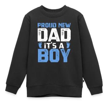 Stolzer neuer Vater It's A Boy Design Vatertag - Kinder Premium Organic Sweatshirt - Schwarz - Vorne - AI Model Kid Female (0cm)