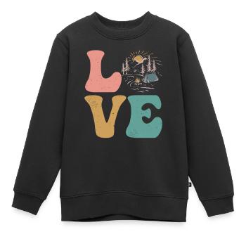 Camper Camp Camping LOVE - Sweat Premium enfant bio - noir - Devant - AI Model Kid Female (0cm)