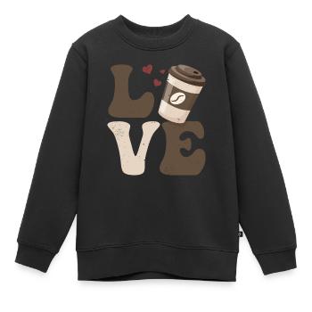 Café Caféine LOVE - Sweat Premium enfant bio - noir - Devant - AI Model Kid Female (0cm)