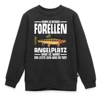 Forellen Angeln - Kinder Premium Organic Sweatshirt - Schwarz - Vorne - AI Model Kid Female (0cm)