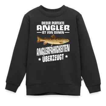 Forellen Angeln - Kinder Premium Organic Sweatshirt - Schwarz - Vorne - AI Model Kid Female (0cm)