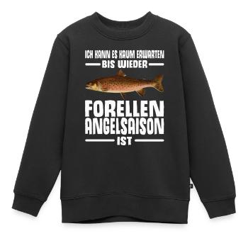 Forellen Angeln - Kinder Premium Organic Sweatshirt - Schwarz - Vorne - AI Model Kid Female (0cm)