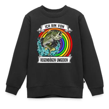 Forellen Angeln - Kinder Premium Organic Sweatshirt - Schwarz - Vorne - AI Model Kid Female (0cm)