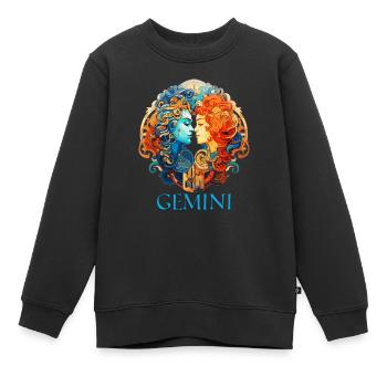 Nimm deine Zwillinge-Identität an: Sternzeichen Zwillinge - Kinder Premium Organic Sweatshirt - Schwarz - Vorne - AI Model Kid Female (0cm)