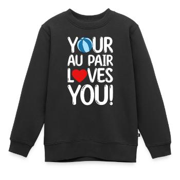 Au Pair Fille Maternelle Nounou - Sweat Premium enfant bio - noir - Devant - AI Model Kid Female (0cm)