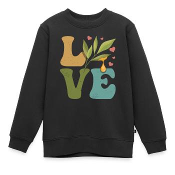 LOVE Huile essentielle - Sweat Premium enfant bio - noir - Devant - AI Model Kid Female (0cm)