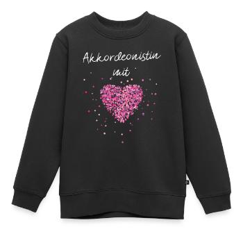 Akkordeonistin mit Herz Akkordeon Musikverein - Kinder Premium Organic Sweatshirt - Schwarz - Vorne - AI Model Kid Female (0cm)