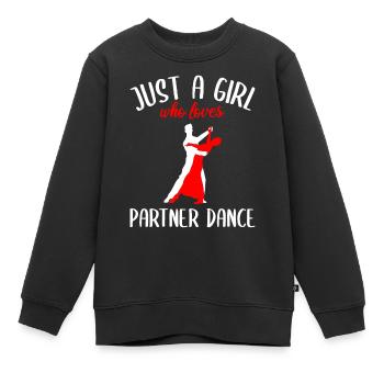Fille qui aime la danse de couple - Sweat Premium enfant bio - noir - Devant - AI Model Kid Female (0cm)