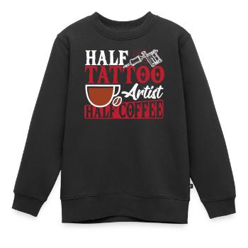 Mi-tatoueur mi-tatoueur de café - Sweat Premium enfant bio - noir - Devant - AI Model Kid Female (0cm)