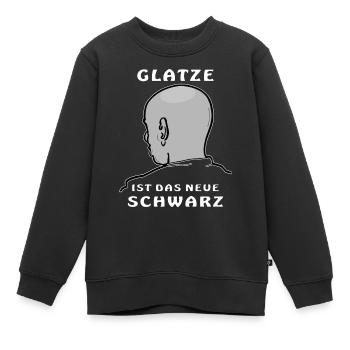 GLATZE IST DAS NEUE SCHWARZ - Kinder Premium Organic Sweatshirt - Schwarz - Vorne - AI Model Kid Female (0cm)