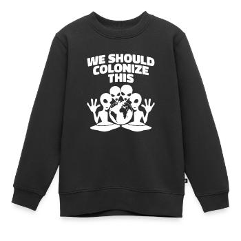 Espace Espace Terre Colonisation de l’espace - Sweat Premium enfant bio - noir - Devant - AI Model Kid Female (0cm)
