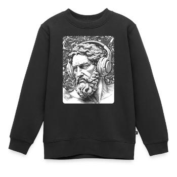 Zeus Shirt: Hier verschmelzen Mythos und Musik. - Kinder Premium Organic Sweatshirt - Schwarz - Vorne - AI Model Kid Female (0cm)