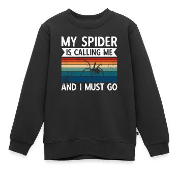 Spider Owner Spider Spider Breeder - Kids Premium Organic Sweatshirt - black - Front - AI Model Kid Female (0cm)