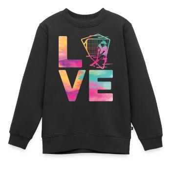 Field Hockey Watercolor Love - Kinder Premium Organic Sweatshirt - Schwarz - Vorne - AI Model Kid Female (0cm)
