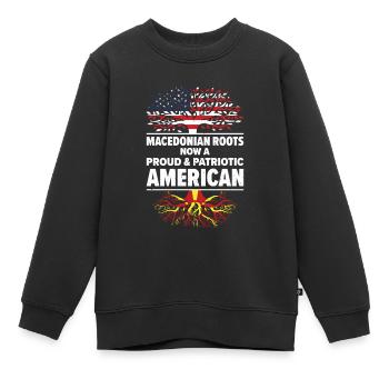 Mazedonischer Amerikanischer Patriot USA - Kinder Premium Organic Sweatshirt - Schwarz - Vorne - AI Model Kid Female (0cm)