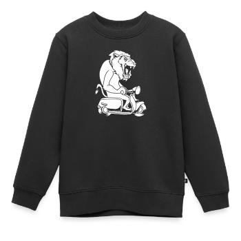 Motorroller Löwe - Kinder Premium Organic Sweatshirt - Schwarz - Vorne - AI Model Kid Female (0cm)
