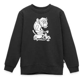 Motorroller Affe - Kinder Premium Organic Sweatshirt - Schwarz - Vorne - AI Model Kid Female (0cm)