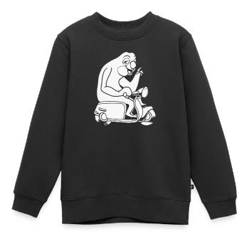 Motorroller Faultier - Kinder Premium Organic Sweatshirt - Schwarz - Vorne - AI Model Kid Female (0cm)