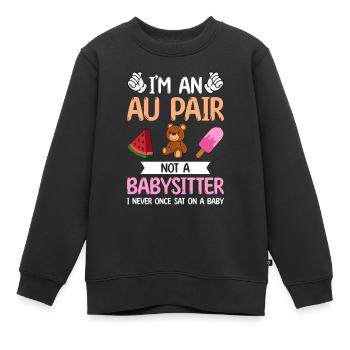 Au Pair Fille Maternelle Nounou - Sweat Premium enfant bio - noir - Devant - AI Model Kid Female (0cm)