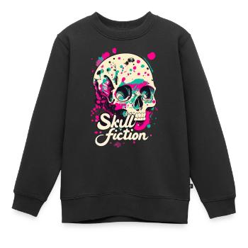 Skull Fiction Totenkopf Totenschädel - Kinder Premium Organic Sweatshirt - Schwarz - Vorne - AI Model Kid Female (0cm)