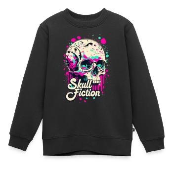 Skull Fiction Totenkopf Totenschädel - Kinder Premium Organic Sweatshirt - Schwarz - Vorne - AI Model Kid Female (0cm)