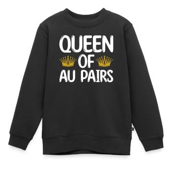 Au Pair Fille Maternelle Nounou - Sweat Premium enfant bio - noir - Devant - AI Model Kid Female (0cm)