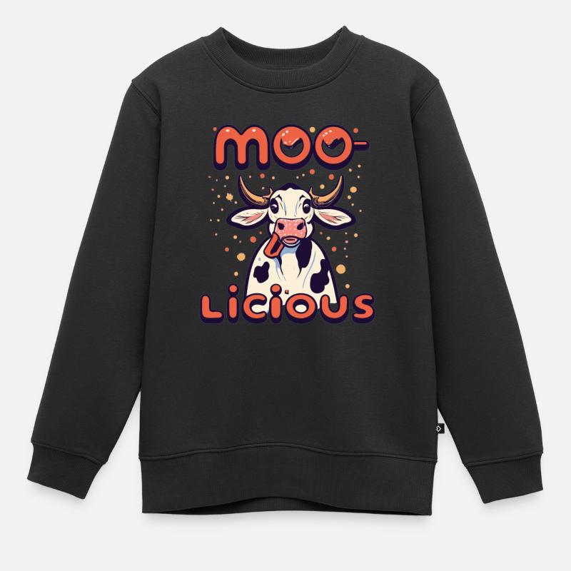 Vaca Vacas Moo-Licious Granjero Cabeza de Vaca - Sudadera de cuello redondo para niño/adolescente Premium ecológica - negro