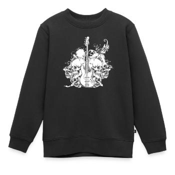 Bassist Bass Gitarre Basser Schädel - Kinder Premium Organic Sweatshirt - Schwarz - Vorne - AI Model Kid Female (0cm)