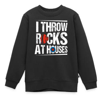 Je jette des pierres sur les maisons Ice Sport Curling Curler - Sweat Premium enfant bio - noir - Devant - AI Model Kid Female (0cm)