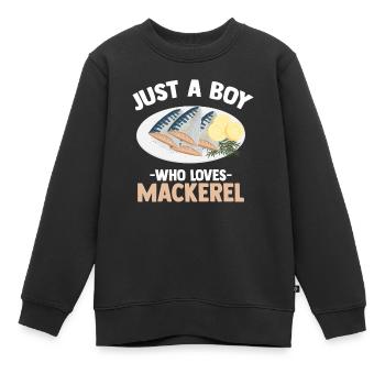 Maquereau Mackrel Pêche en eau salée - Sweat Premium enfant bio - noir - Devant - AI Model Kid Female (0cm)