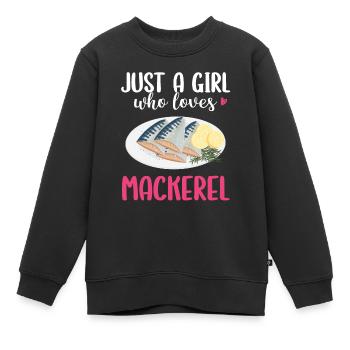 Maquereau Mackrel Pêche en eau salée - Sweat Premium enfant bio - noir - Devant - AI Model Kid Female (0cm)