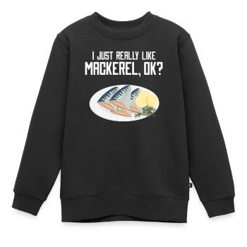 Maquereau Mackrel Pêche en eau salée - Sweat Premium enfant bio - noir - Devant - AI Model Kid Female (0cm)
