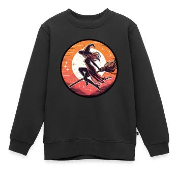 Hexe auf dem Besen - Kinder Premium Organic Sweatshirt - Schwarz - Vorne - AI Model Kid Female (0cm)