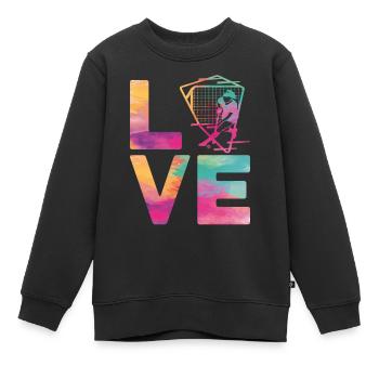 Field Hockey Watercolor Love - Kinder Premium Organic Sweatshirt - Schwarz - Vorne - AI Model Kid Female (0cm)