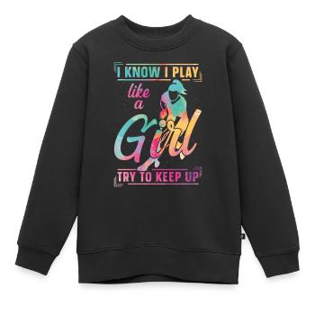 Field Hockey Watercolor I Know I - Kinder Premium Organic Sweatshirt - Schwarz - Vorne - AI Model Kid Female (0cm)