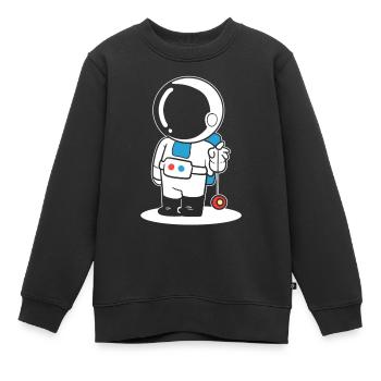 Astronaut spielt Yoyo Astronaut - Kinder Premium Organic Sweatshirt - Schwarz - Vorne - AI Model Kid Female (0cm)