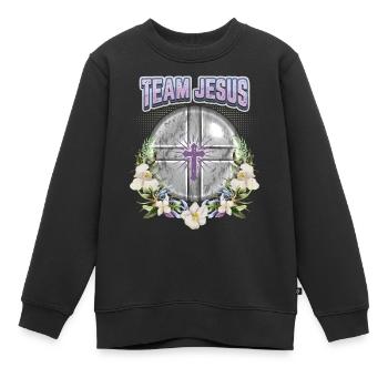 Jesus Christus Spruch Vintage Orchideen Team Jesus - Kinder Premium Organic Sweatshirt - Schwarz - Vorne - AI Model Kid Female (0cm)