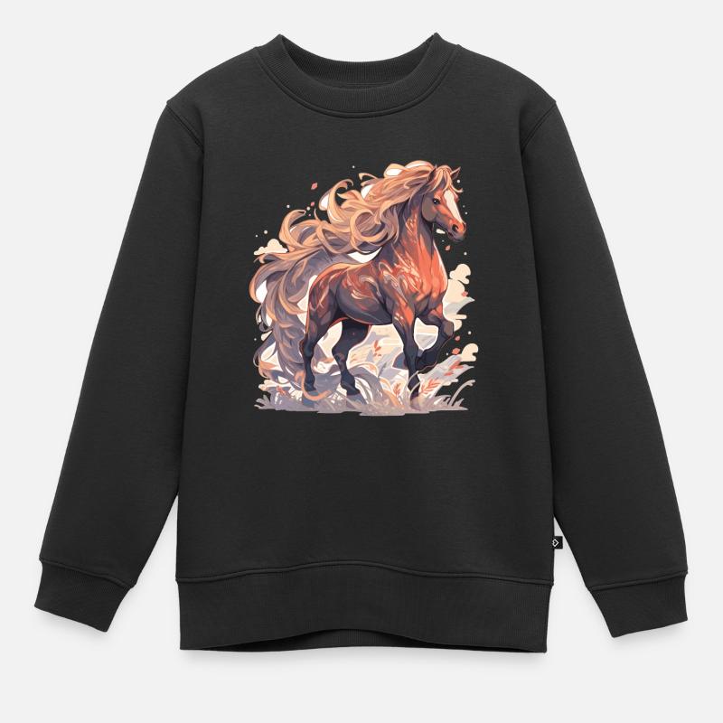 Cheval - Sweat Premium enfant bio - noir