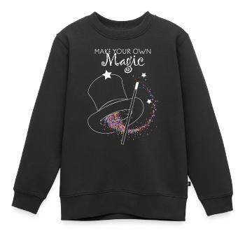 Sorcier Chapeau Tricksters Magicien Spectacle de magie - Sweat Premium enfant bio - noir - Devant - AI Model Kid Female (0cm)