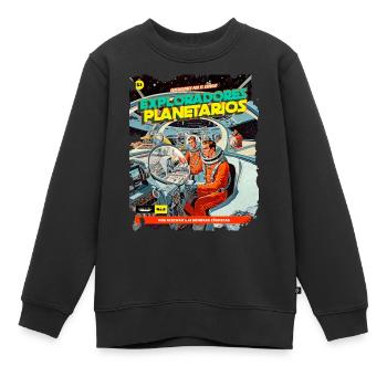 Comic, Comicstrip, 50er Jahre, Weltraum Abenteuer - Kinder Premium Organic Sweatshirt - Schwarz - Vorne - AI Model Kid Female (0cm)